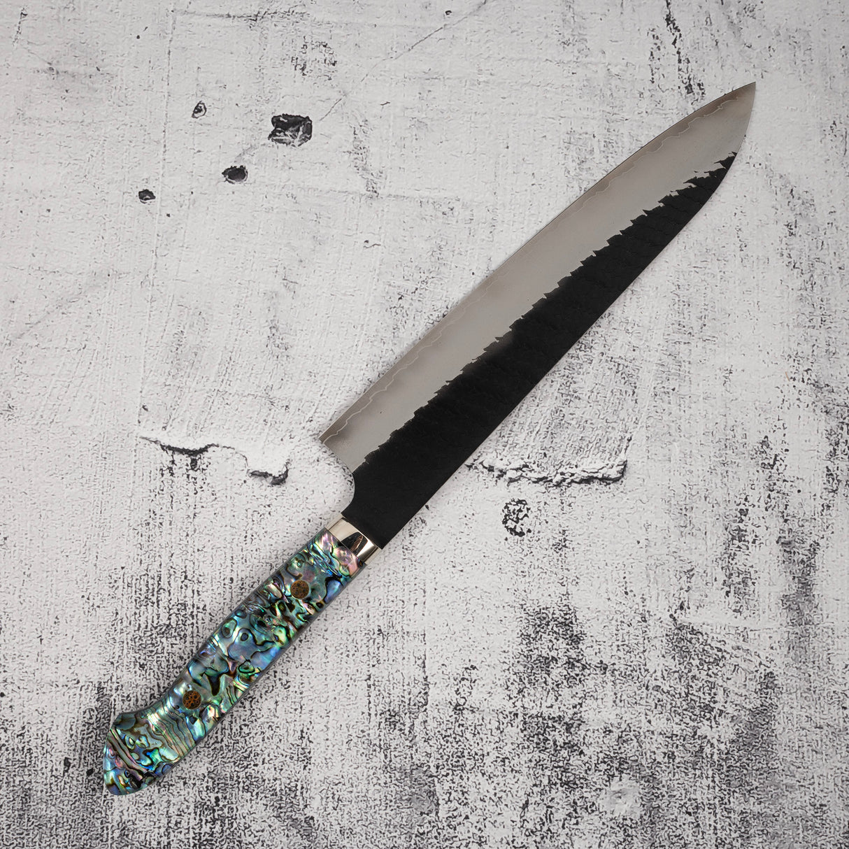 二唐SG2黑打槌目牛刀 240mm 珍珠母手柄