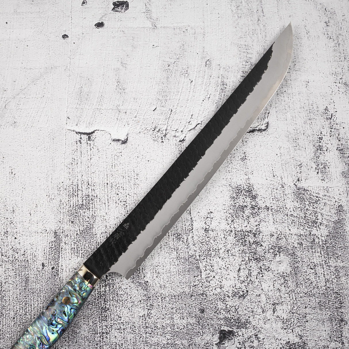 二唐 SG2 珍珠母 魚尾型筋引 300mm 黑打槌目