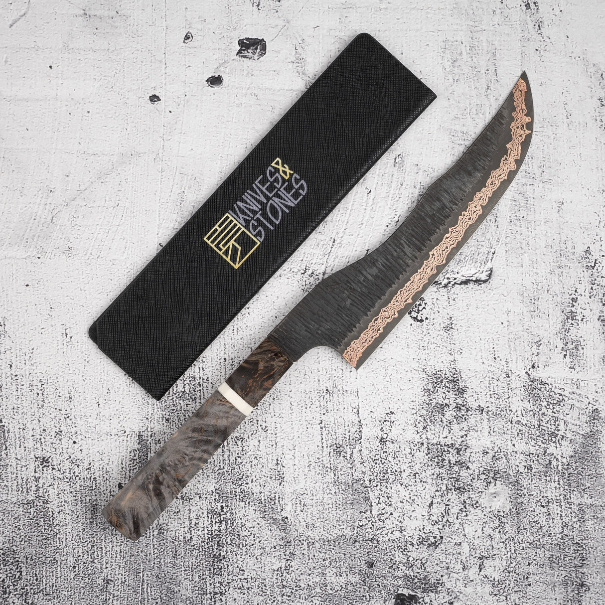 Nigara Yorokobi SLD Copper Damascus Prototype Gyuto 210mm Tsuchime by Hatsukokoro