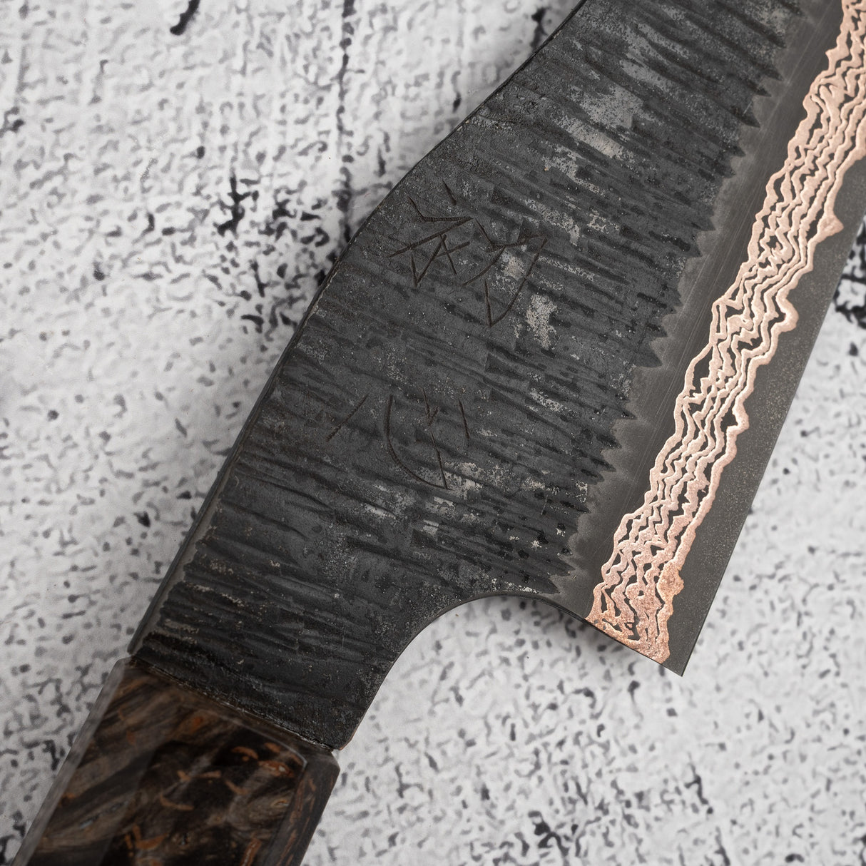 Nigara Yorokobi SLD Copper Damascus Prototype Gyuto 210mm Tsuchime by Hatsukokoro