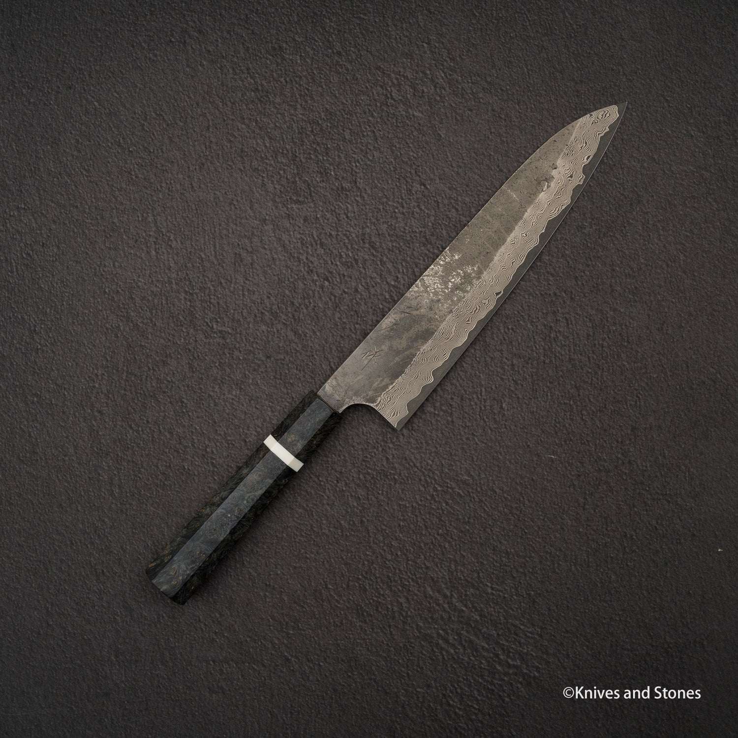 Nigara Ginsan Kurozome Damascus Gyuto 240毫米樺木手柄