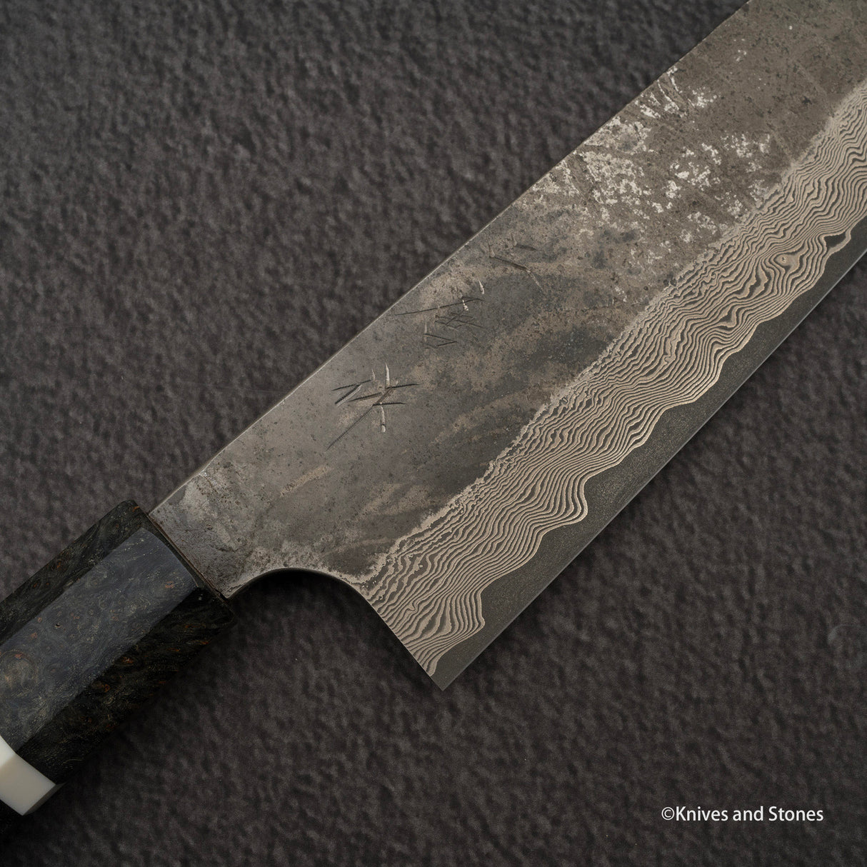 Nigara Ginsan Kurozome Damascus Gyuto 240毫米樺木手柄
