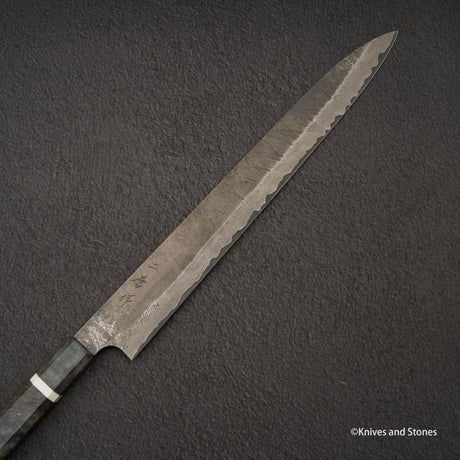 Nigara Ginsan Kurozome Damascus Sujihiki 330mm 樺木手柄