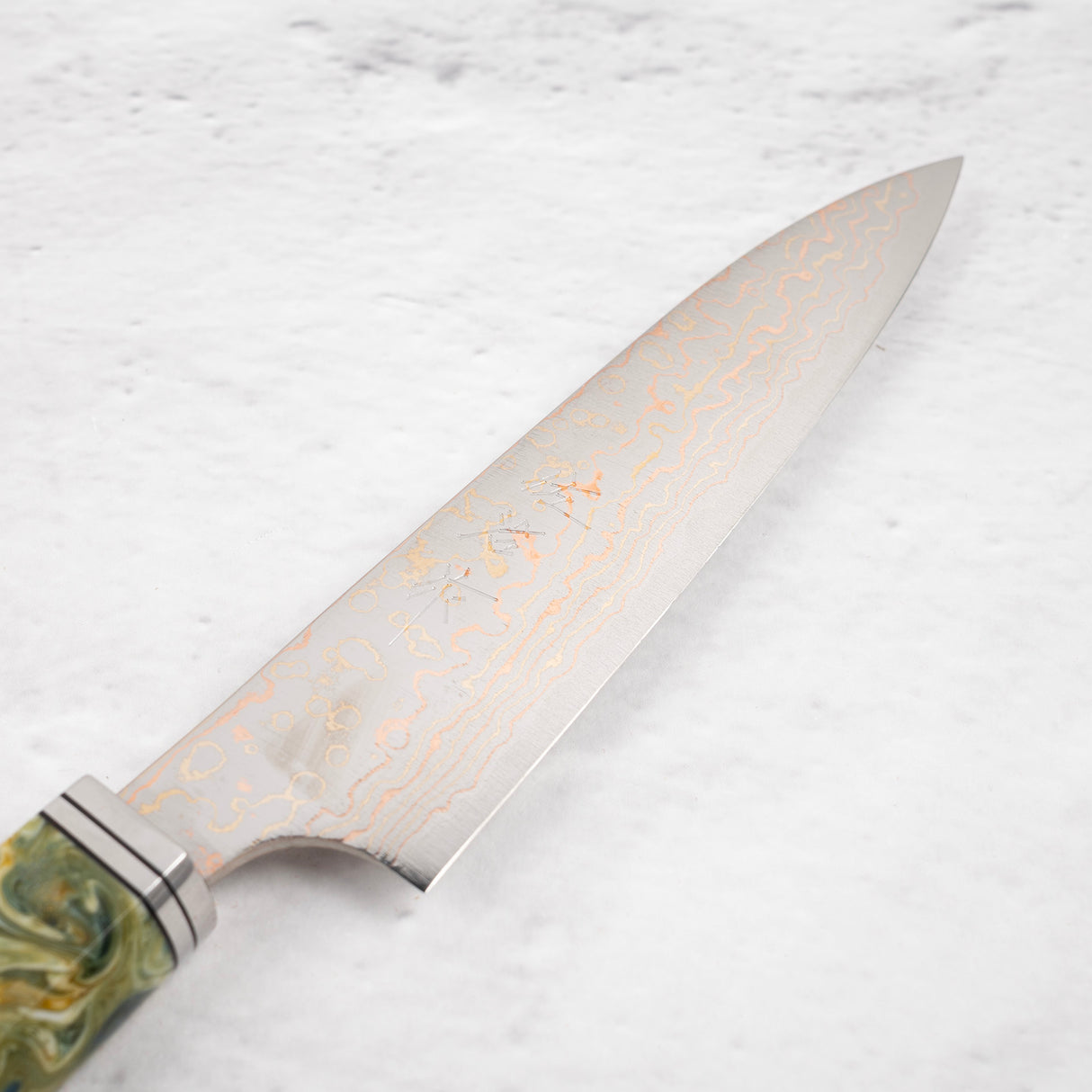 EOFY2025 SPECIAL: Saji VG10 Rainbow Damascus Petty 130mm with Cosmic Swirl Handle