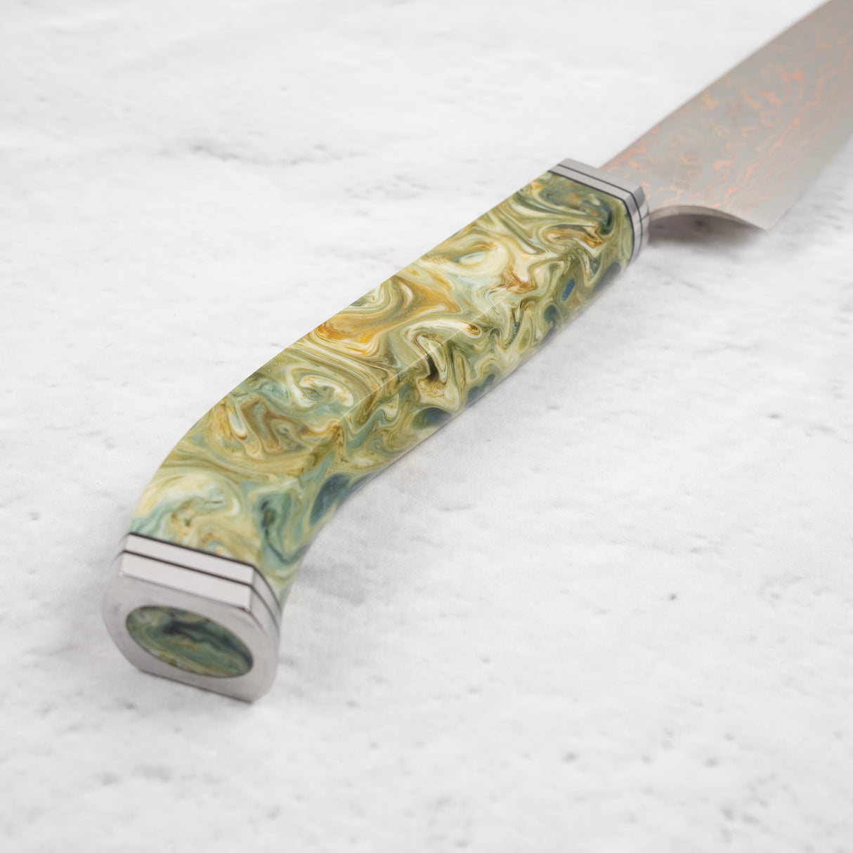 EOFY2025 SPECIAL: Saji VG10 Rainbow Damascus Petty 130mm with Cosmic Swirl Handle