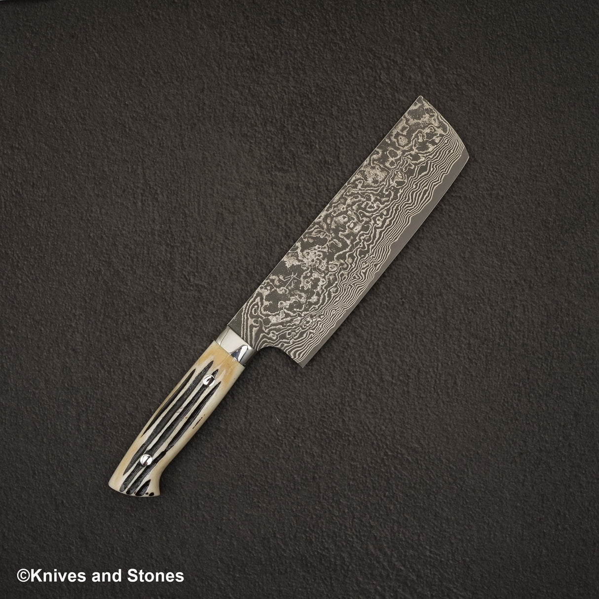 Takeshi Saji SG2 Black Damascus Nakiri 175mm Stag Handle