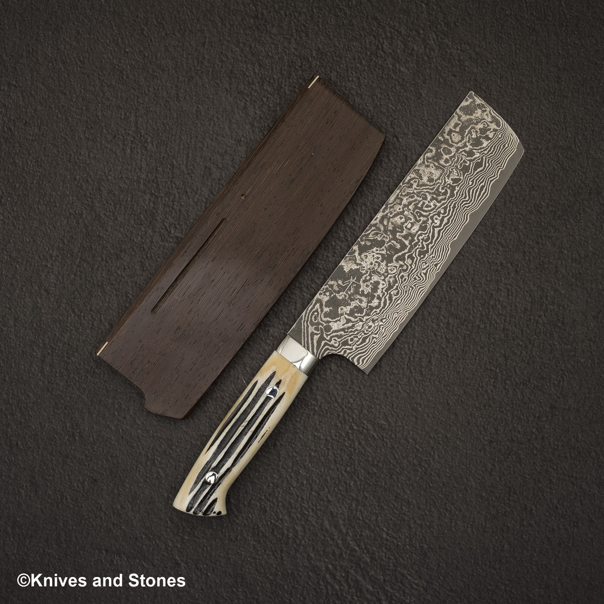 Takeshi Saji SG2 Black Damascus Nakiri 175mm Stag Handle