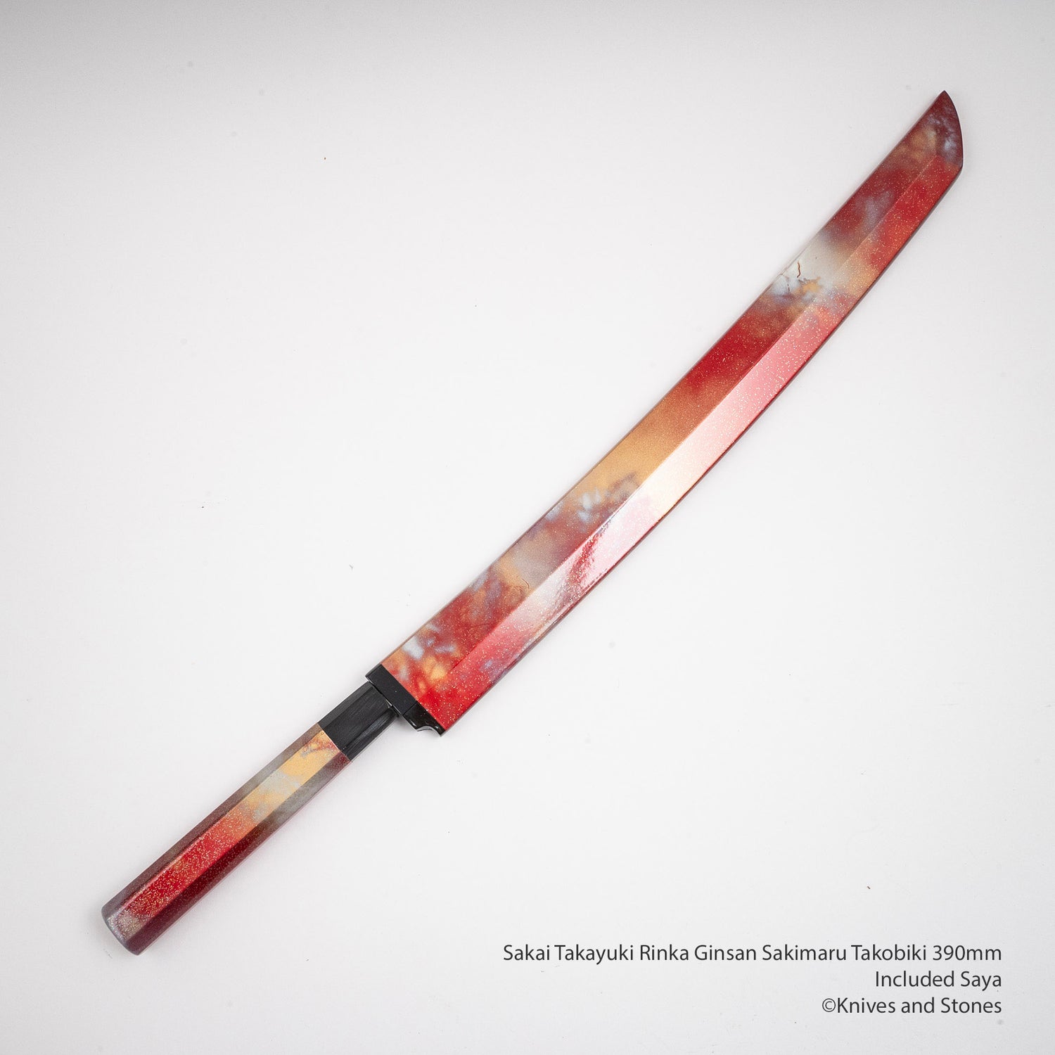 Sakai Takayuki Rinka Ginsan Sakimaru Tokobiki 390mm with Waka Engraving