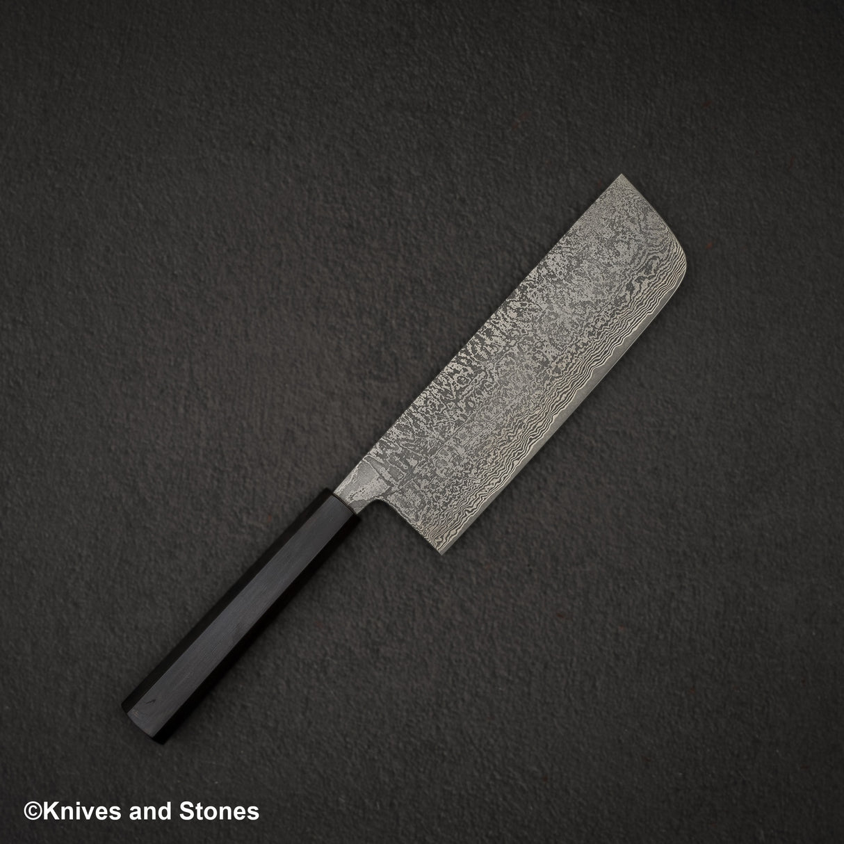 Shiro Kamo Kurokumo SG2 Black Damascus Nakiri 180mm Ebony