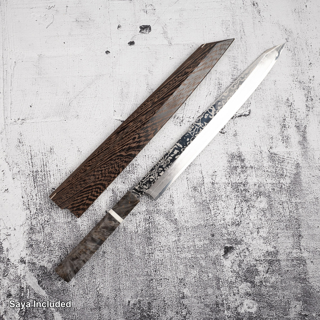 Sukenari SRS-13 Damascus K-tip Yanagiba 300mm 鏡面拋光與 Saya