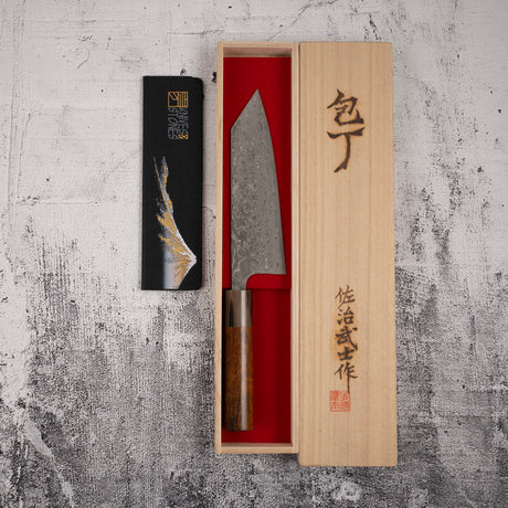 佐治武士 SG2 黑大馬士革文化刀 180mm 愛心形鐵木柄