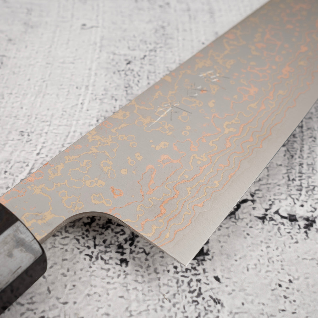 Takeshi Saji VG10 Rainbow Damascus Gyuto 180mm Ebony Handle Mosaic Pin