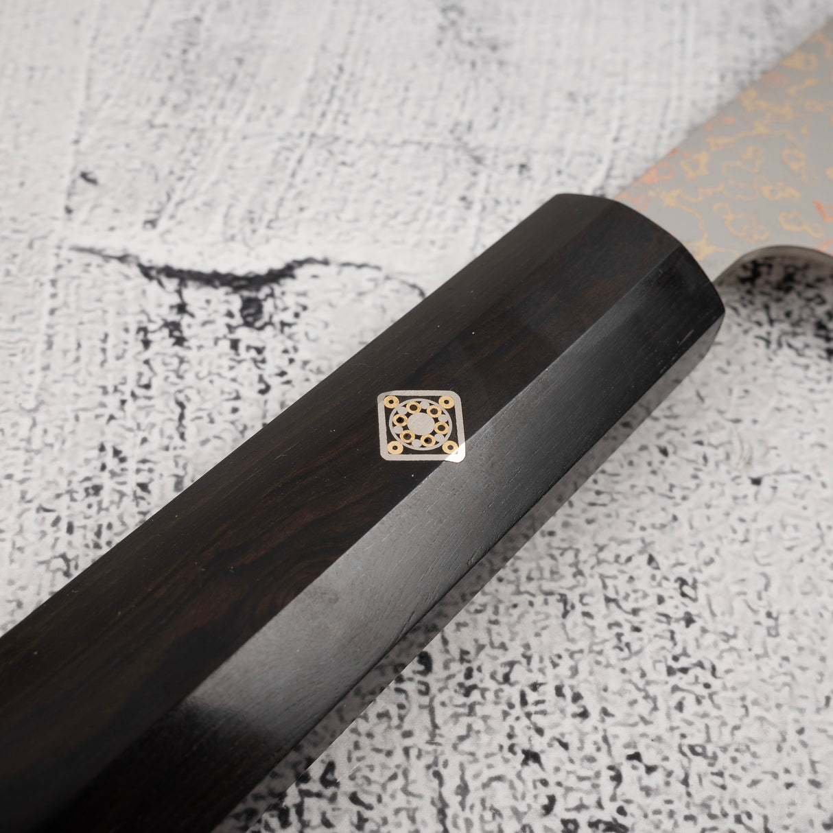 Takeshi Saji VG10 Rainbow Damascus Gyuto 180mm Ebony Handle Mosaic Pin