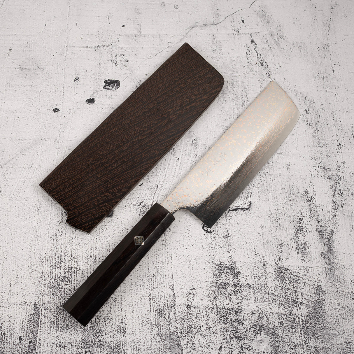 佐治武士 VG10 彩虹大馬士革菜切 165mm 黑檀柄 馬賽克釘