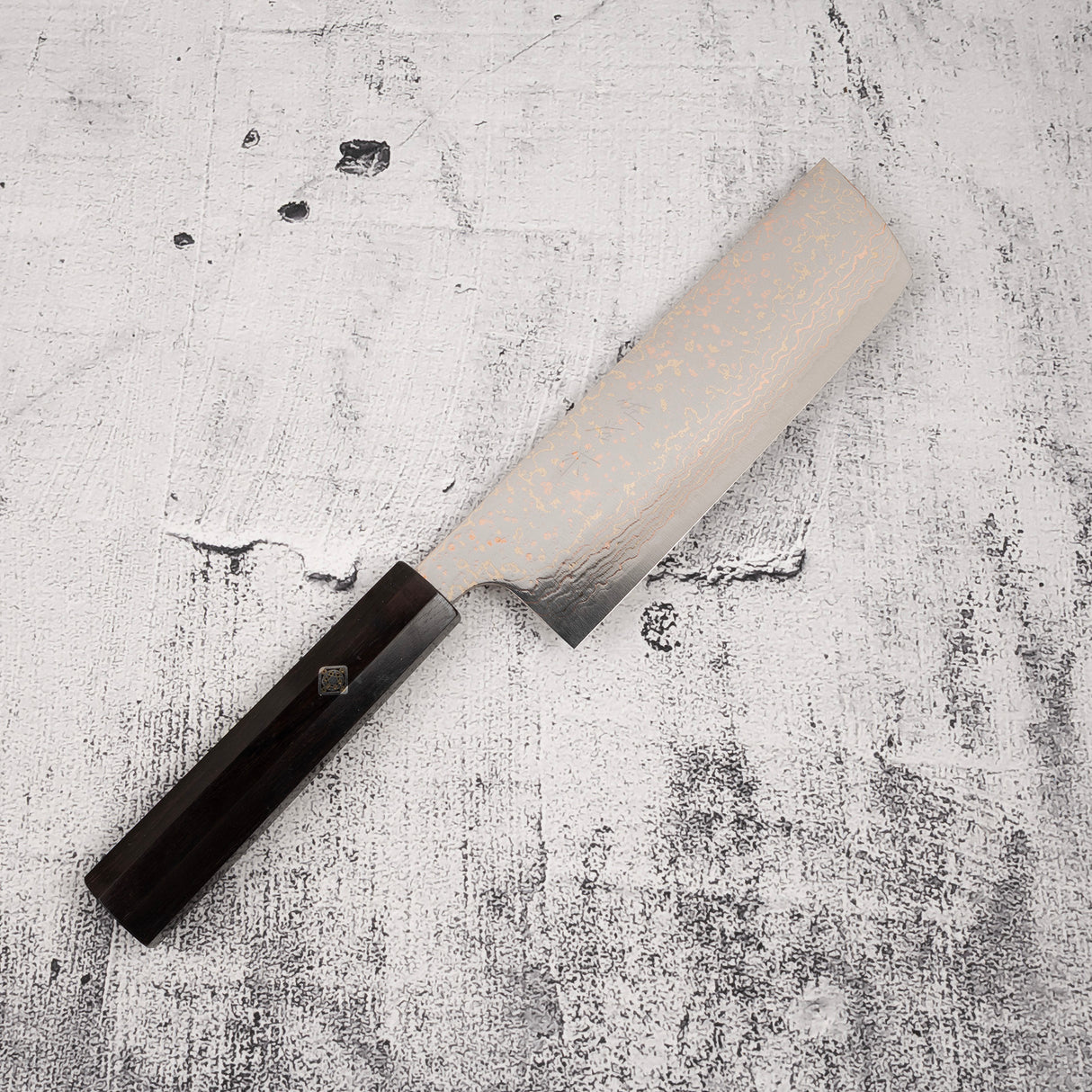 佐治武士 VG10 彩虹大馬士革菜切 165mm 黑檀柄 馬賽克釘