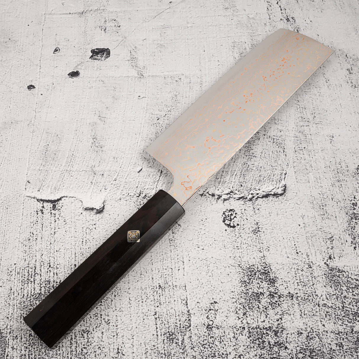 佐治武士 VG10 彩虹大馬士革菜切 165mm 黑檀柄 馬賽克釘