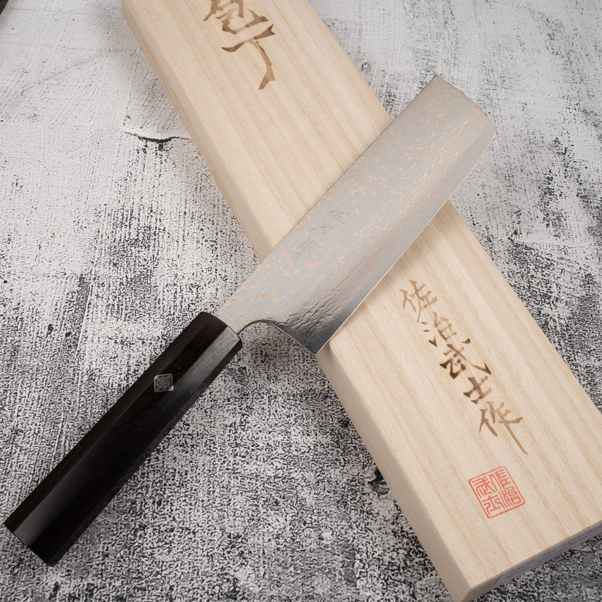 佐治武士 VG10 彩虹大馬士革菜切 165mm 黑檀柄 馬賽克釘