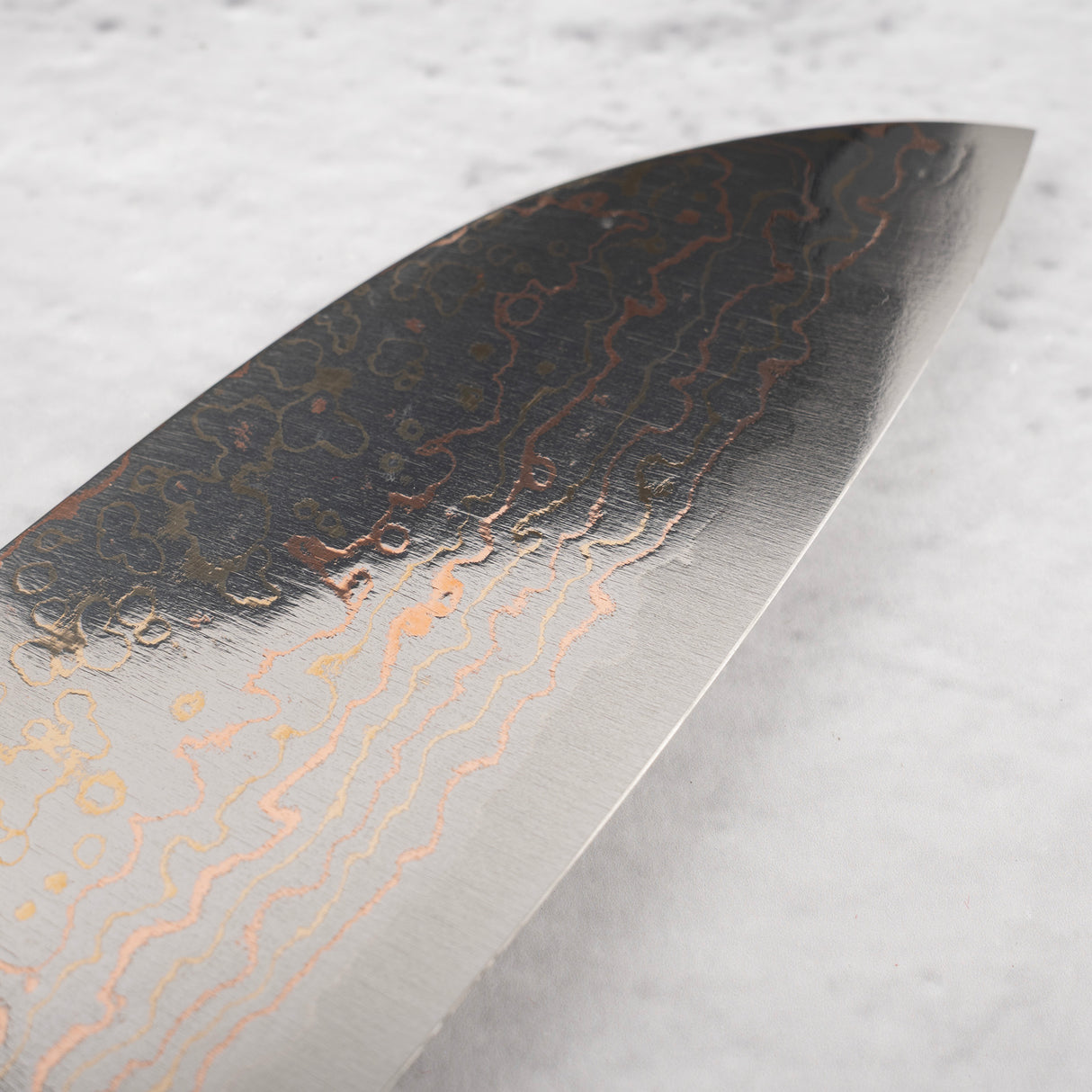 Takeshi Saji VG10 Rainbow Damascus Santoku 165mm Ebony Handle Mosaic Pin