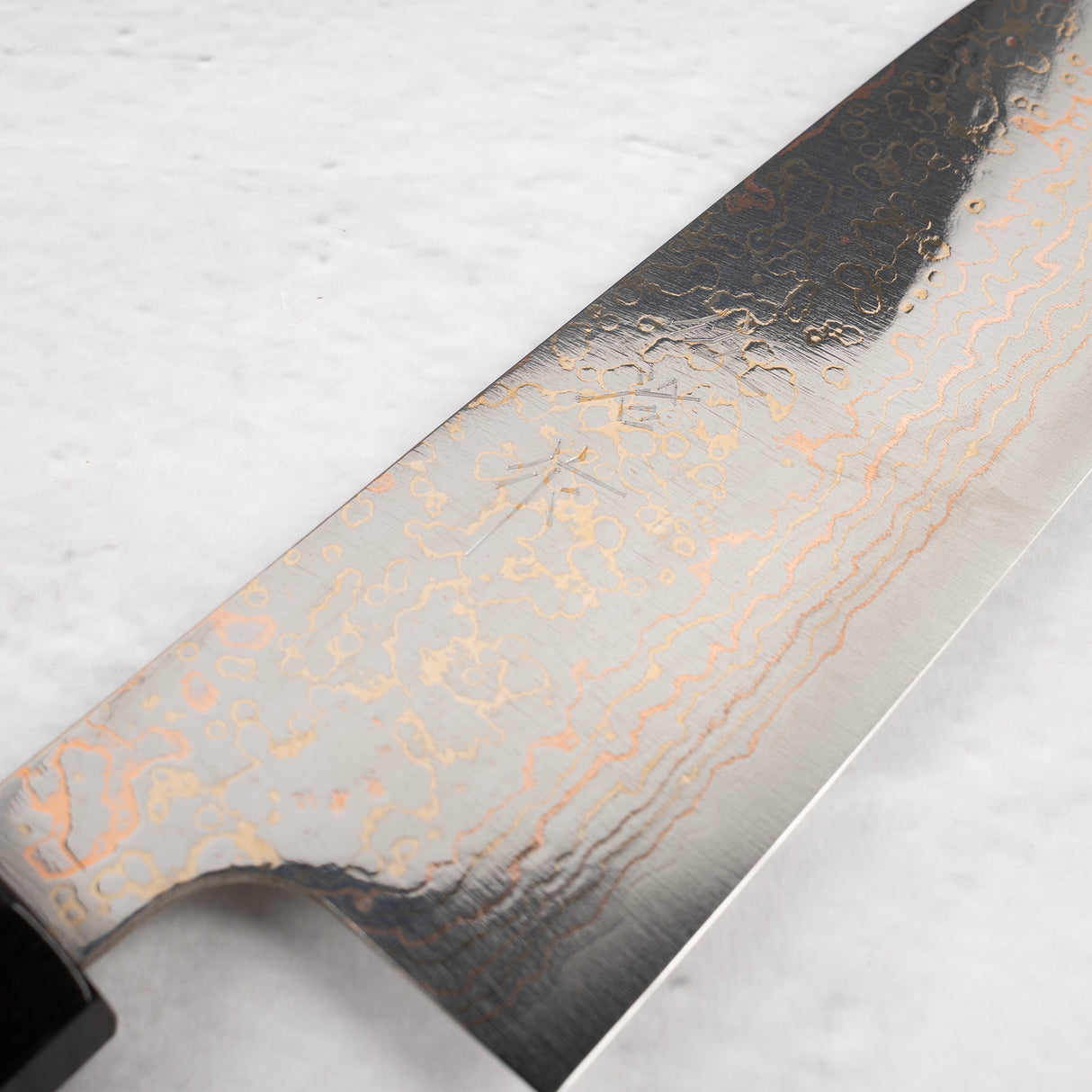 Takeshi Saji VG10 Rainbow Damascus Santoku 165mm Ebony Handle Mosaic Pin