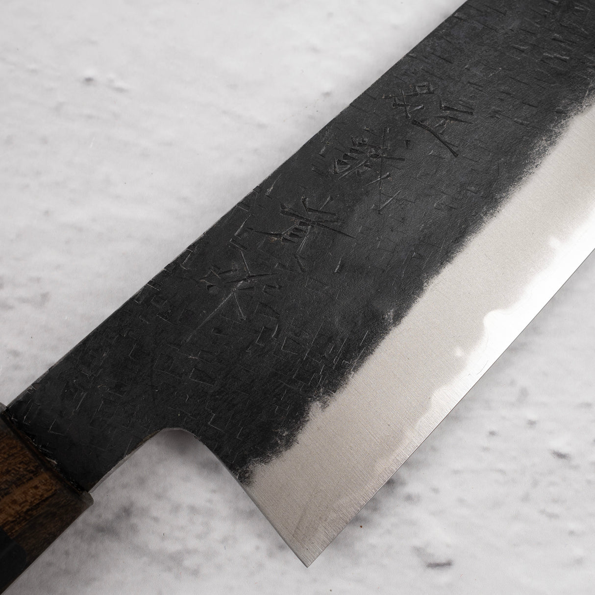 Tanaka Blue 2 Kurouchi Tsuchime Stainless Clad Bunka 165mm