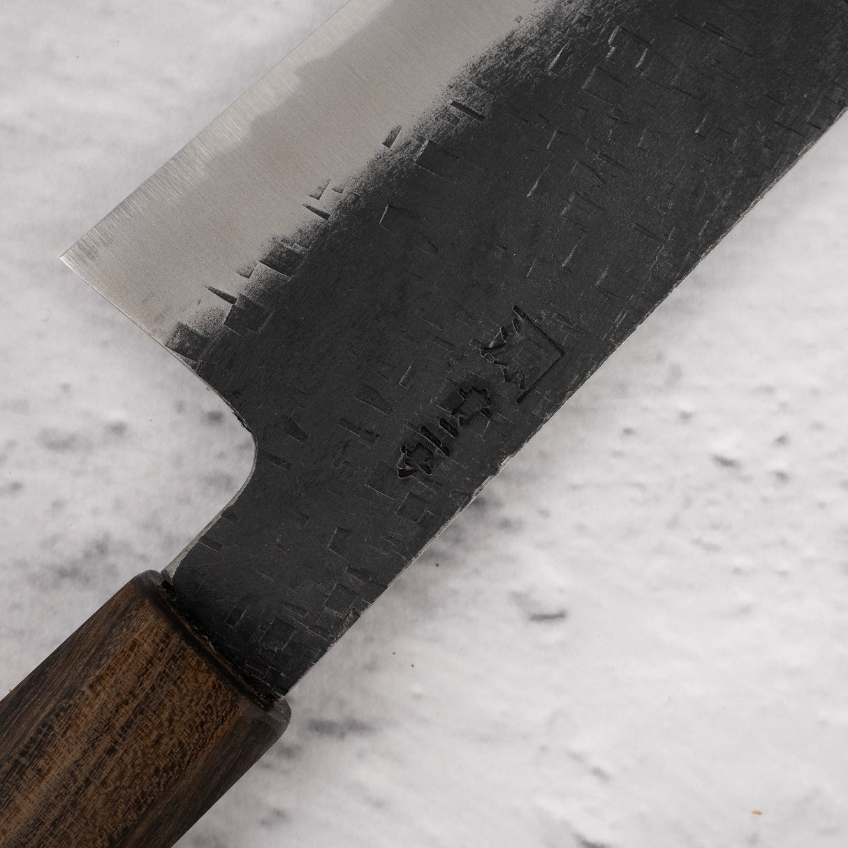 Tanaka Blue 2 Kurouchi Tsuchime Stainless Clad Bunka 165mm