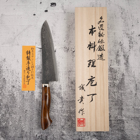 田中R2蝕刻黑大馬士革牛刀180mm鐵木手柄