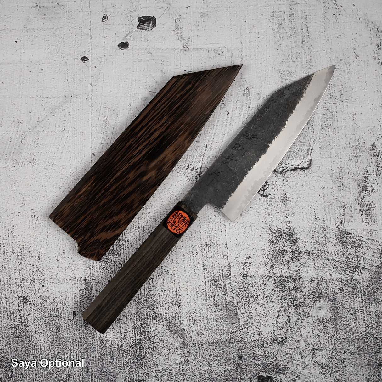 Tanaka Blue 2 Kurouchi Tsuchime Stainless Clad Bunka 165mm