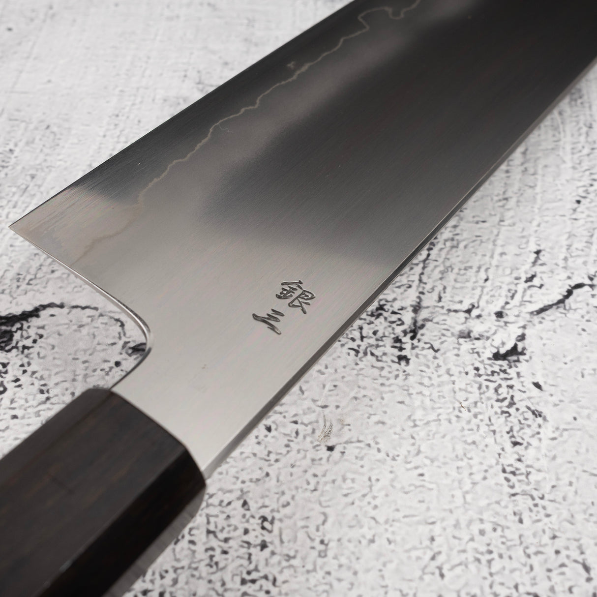 鐵人銀三浮羽菜切 180mm 黑檀手柄