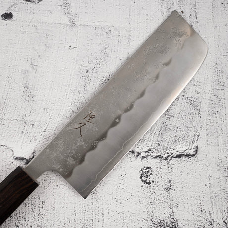 恒久銀三梨地菜切 165mm 黑檀手柄