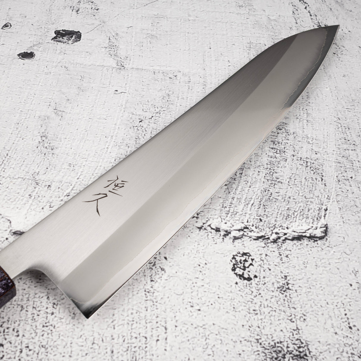 Tsunehisa White 1 S/S Clad Kasumi Gyuto 240mm Purple Handle