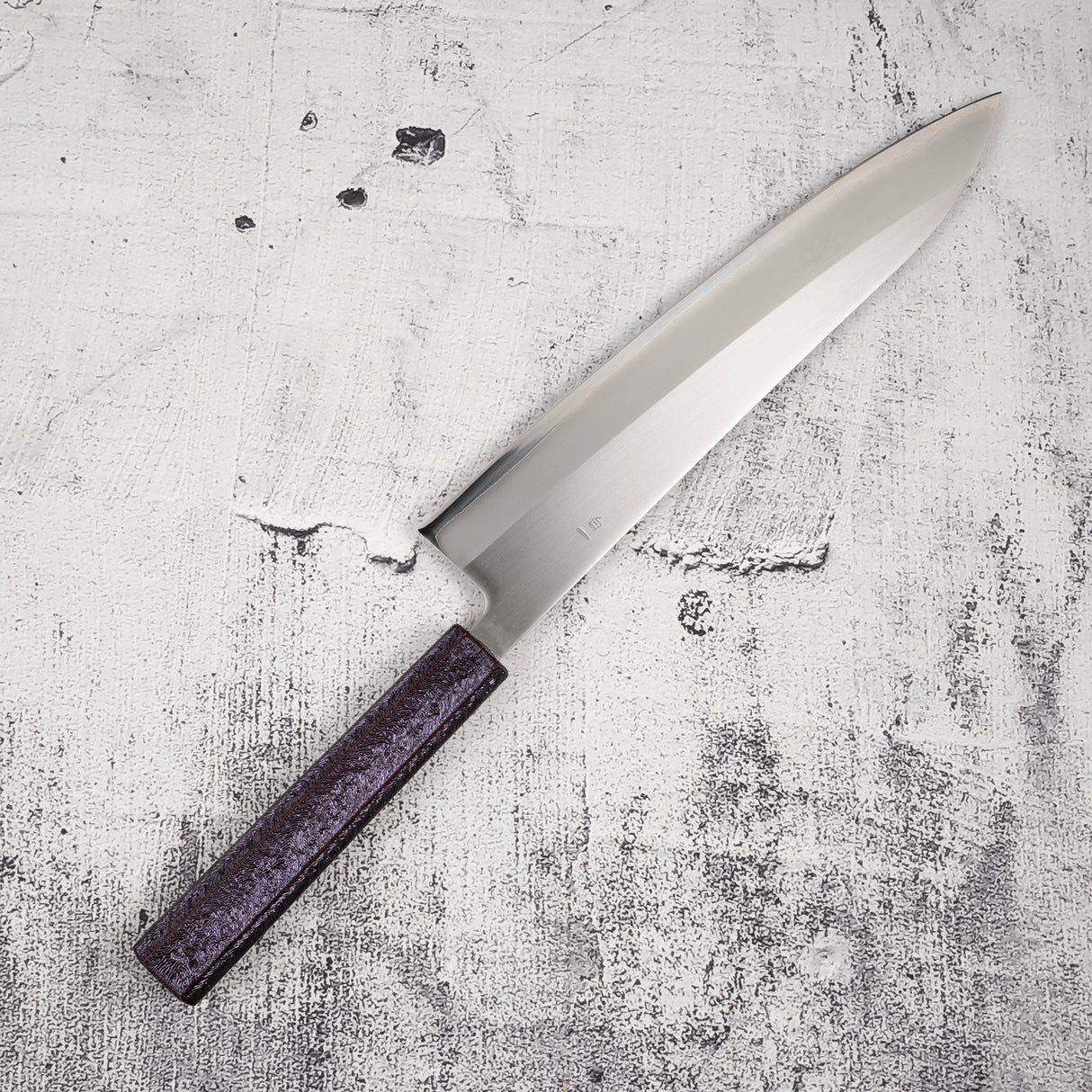 Tsunehisa White 1 S/S Clad Kasumi Gyuto 240mm Purple Handle