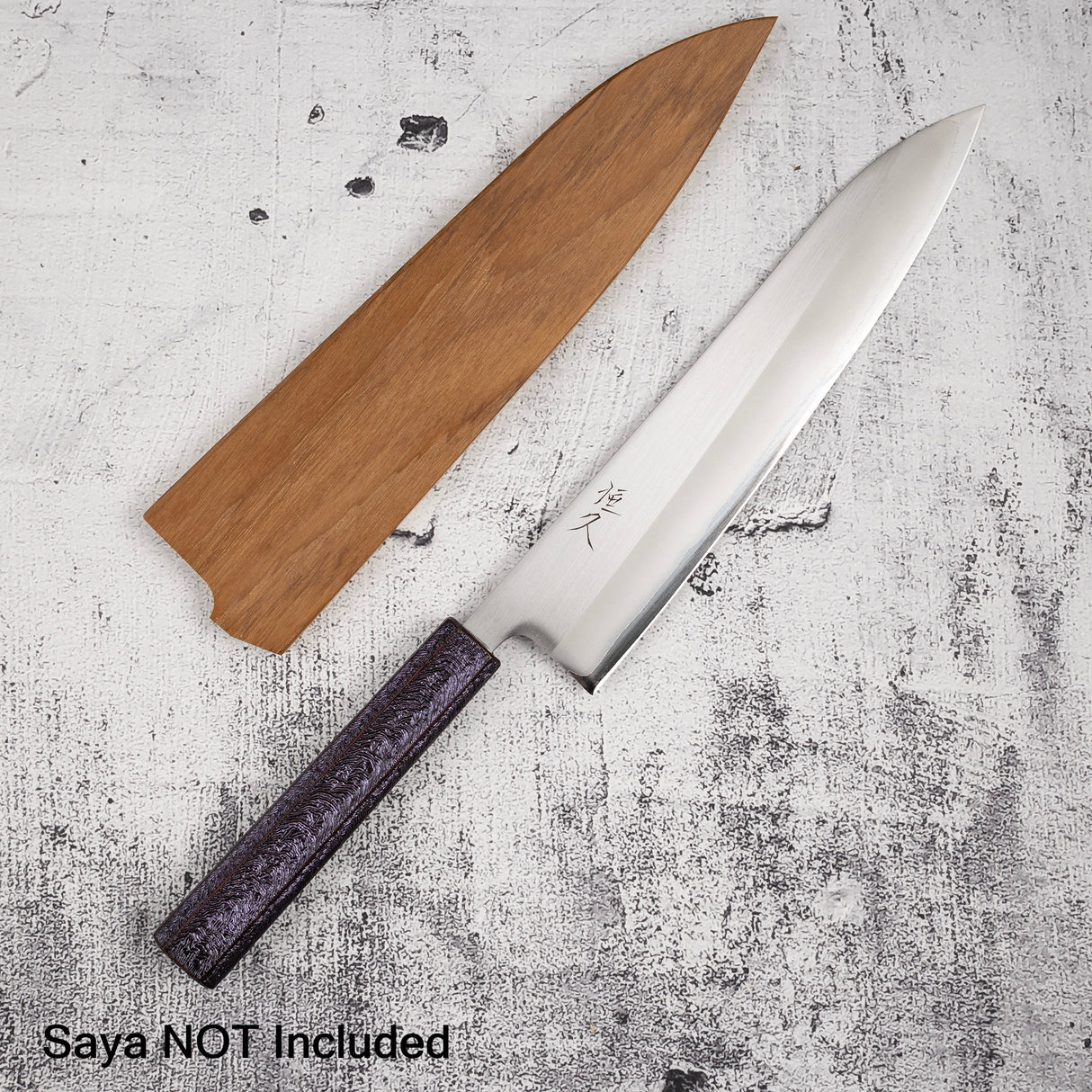Tsunehisa White 1 S/S Clad Kasumi Gyuto 240mm Purple Handle