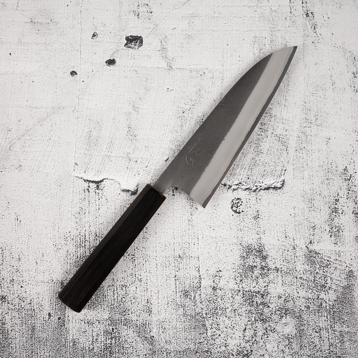 Yoshikane White 2 KU Nashiji Santoku 165mm Stainless Clad Ebony