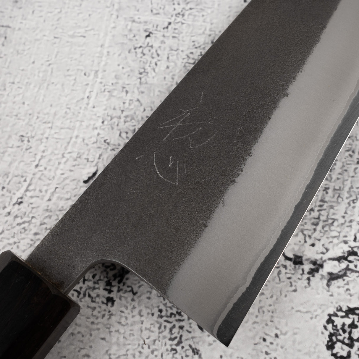 Yoshikane White 2 KU Nashiji Santoku 165mm Stainless Clad Ebony