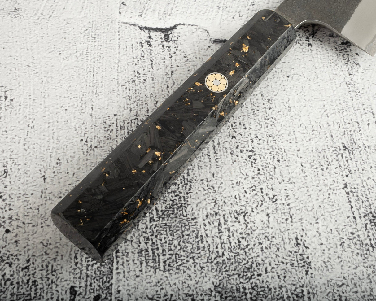Yoshikane White 2 KU Nashiji K-tip Gyuto 210mm Carbon Fiber Handle
