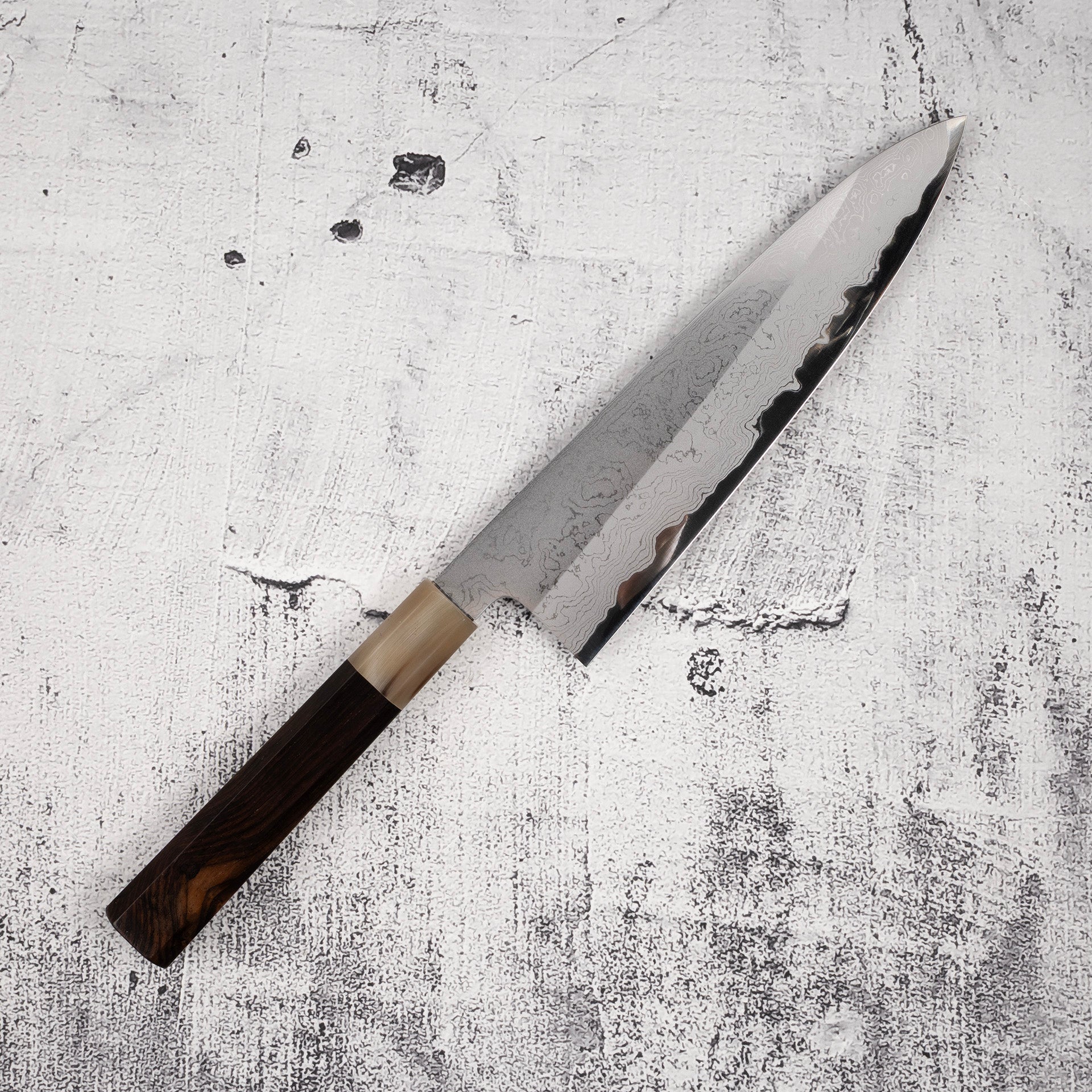 田中義一ダマスカス白一牛刀210mm