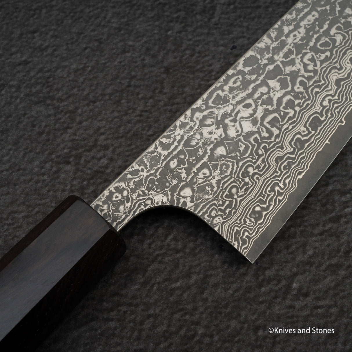 Yoshimi Kato VG10 Etched Damascus Gyuto 210mm Ebony Handle