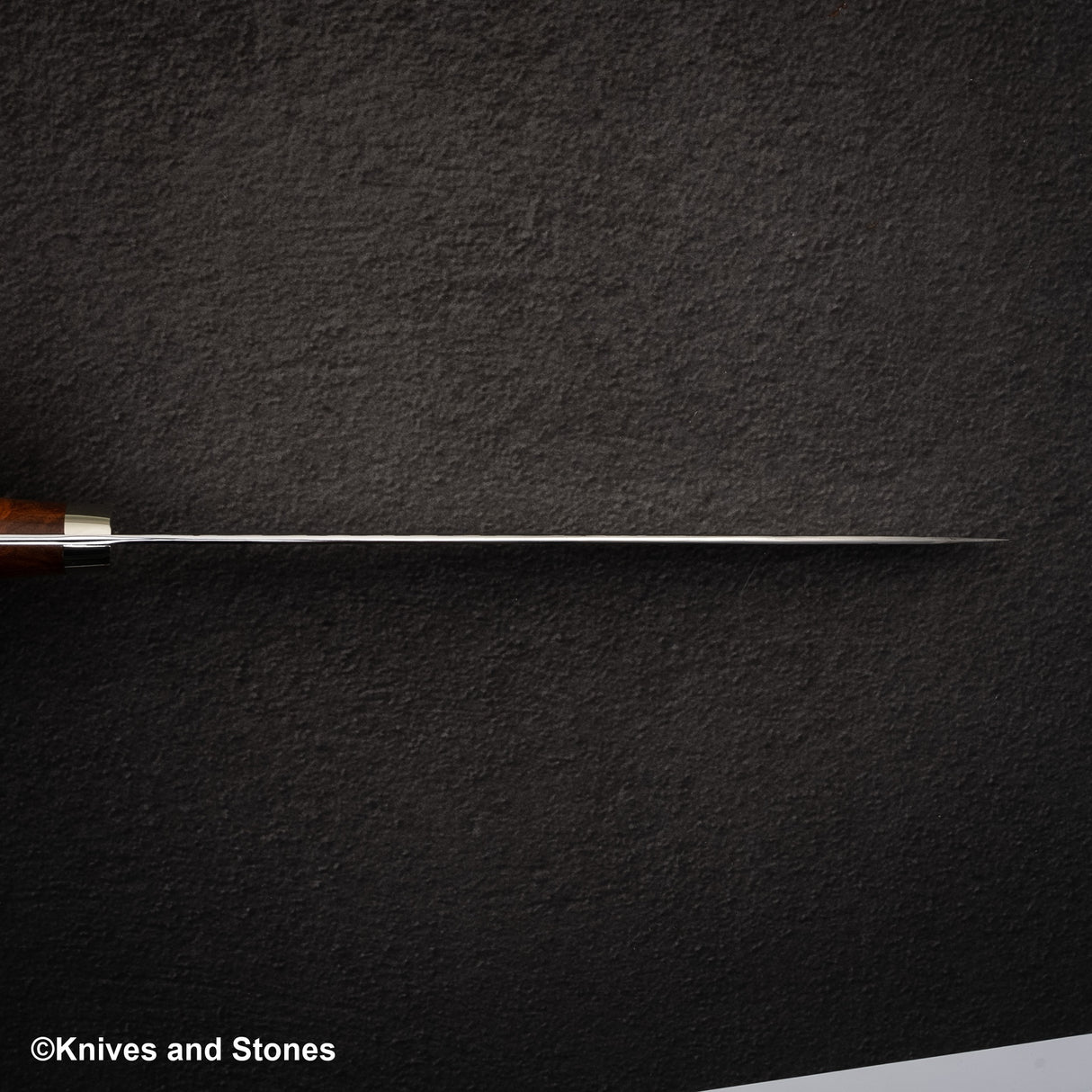 Yoshimi Kato SG2 Minamo Gyuto 210mm Amboyna Burl Western, Shikakkei Tsuchime