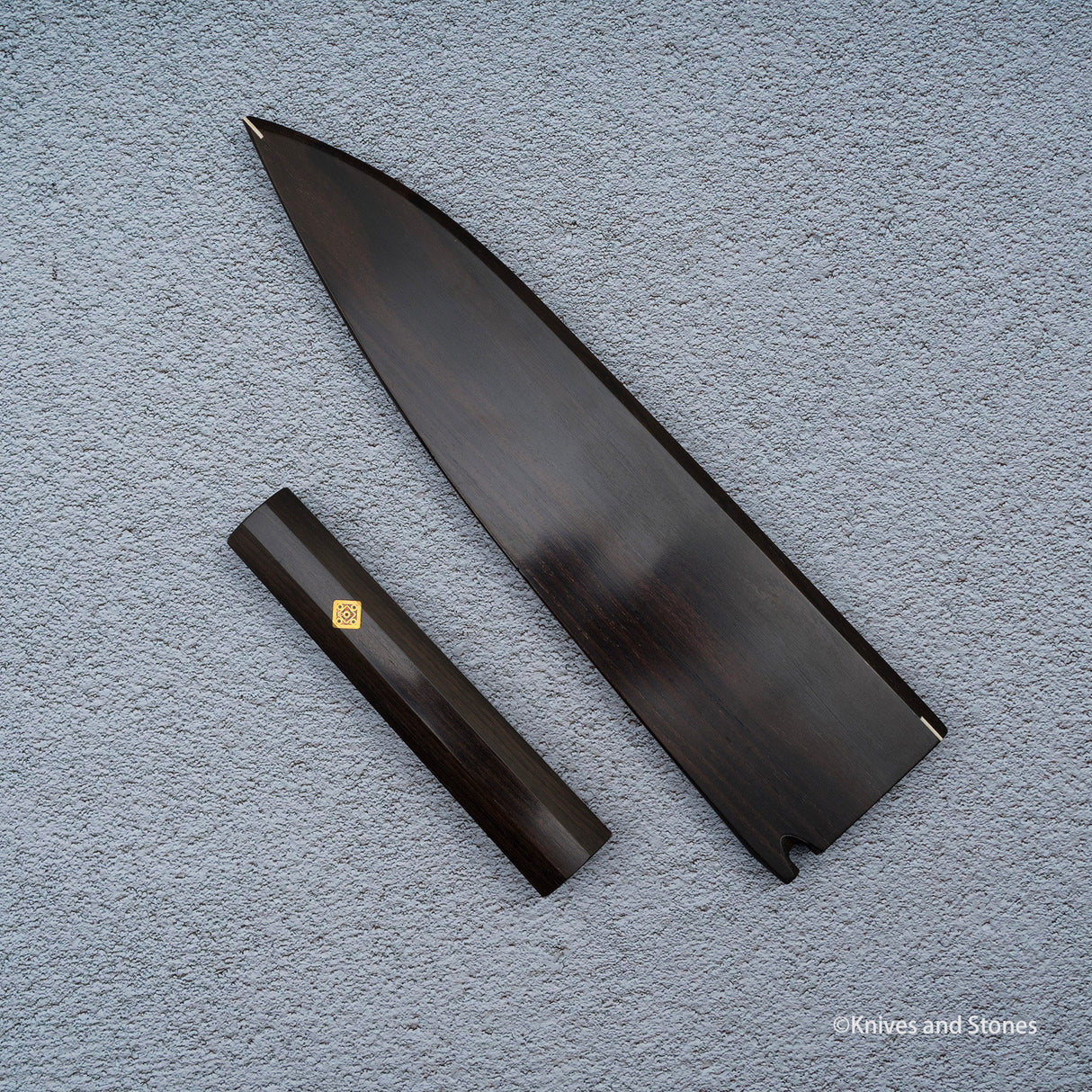 K&S Magnetic 240mm Gyuto Saya & Handle Set Stabilized Curly Maple / Ebony