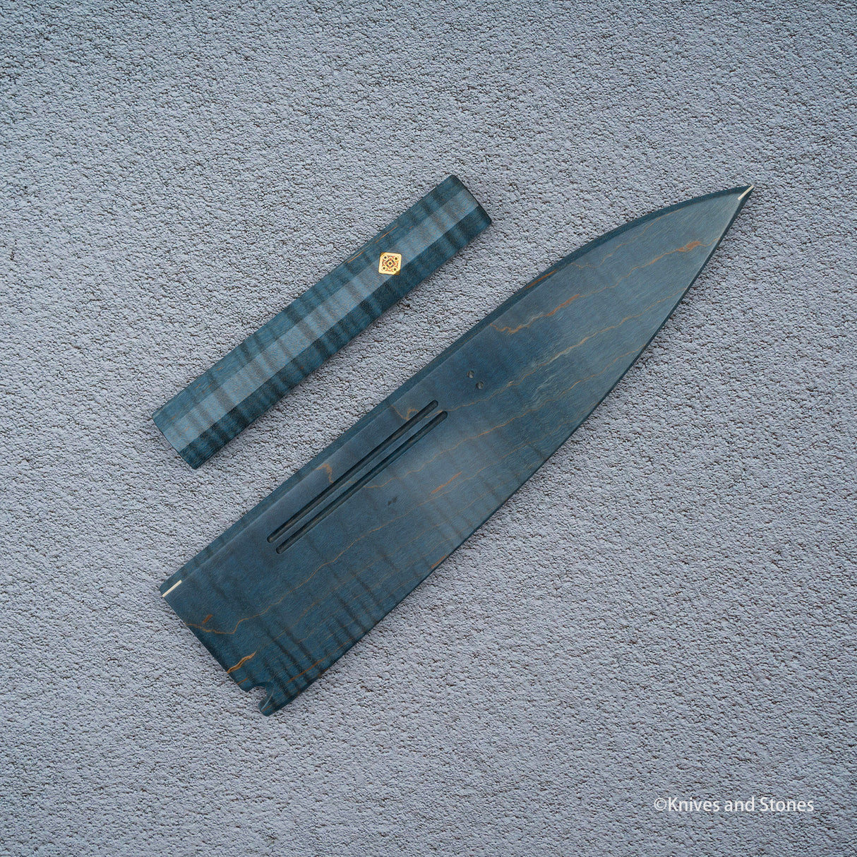 K&S Magnetic 240mm Gyuto Saya & Handle Set Stabilized Curly Maple / Ebony