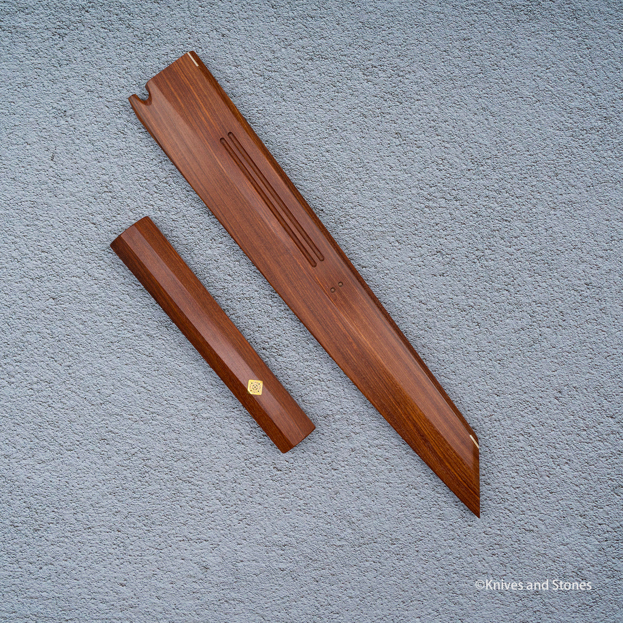 K&S Magnetic Kiritsuke Yanagiba Saya & Handle Set Stabilized Curly Maple / Ebony / Pau Rosa