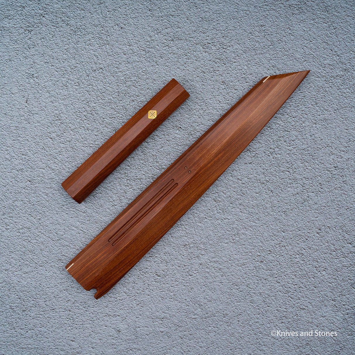 K&S Magnetic Kiritsuke Yanagiba Saya & Handle Set Stabilized Curly Maple / Ebony / Pau Rosa