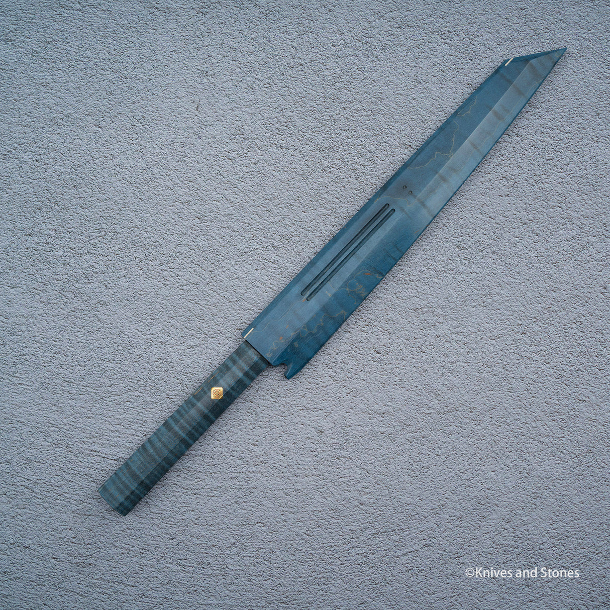 K&S Magnetic Kiritsuke Yanagiba Saya & Handle Set Stabilized Curly Maple / Ebony / Pau Rosa