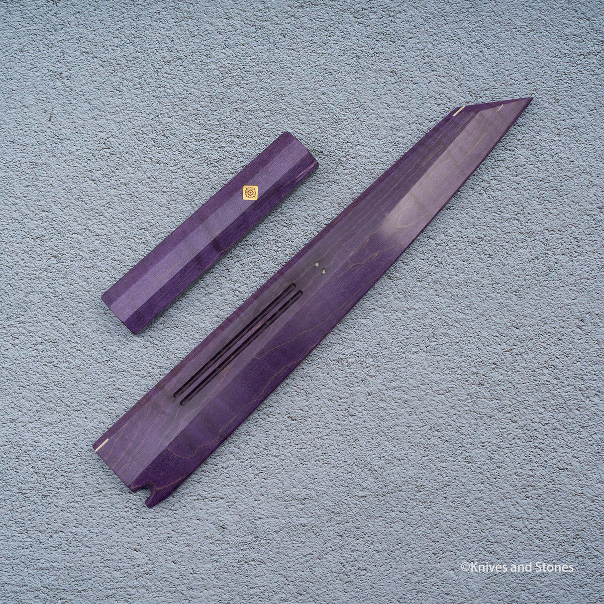 K&S Magnetic Kiritsuke Yanagiba Saya & Handle Set Stabilized Curly Maple / Ebony / Pau Rosa