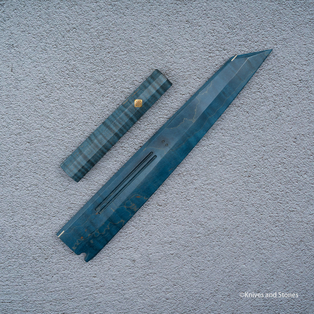 K&S Magnetic Kiritsuke Yanagiba Saya & Handle Set Stabilized Curly Maple / Ebony / Pau Rosa