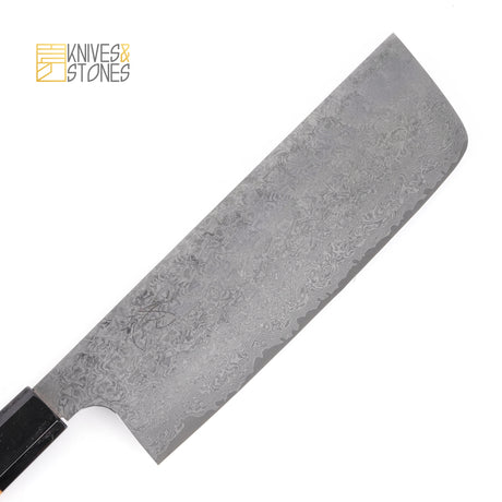 Hatsukokoro Ginsan 大馬士革 Tsuchime Nakiri 170 毫米,柚木手柄,由 Yoshihiro Yauji 設計