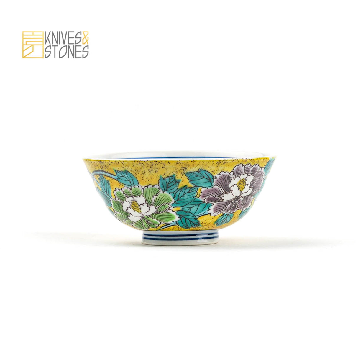Rice Bowl Set Yoshida Botan (吉田屋牡丹, Peony Flower) Kutani Ware