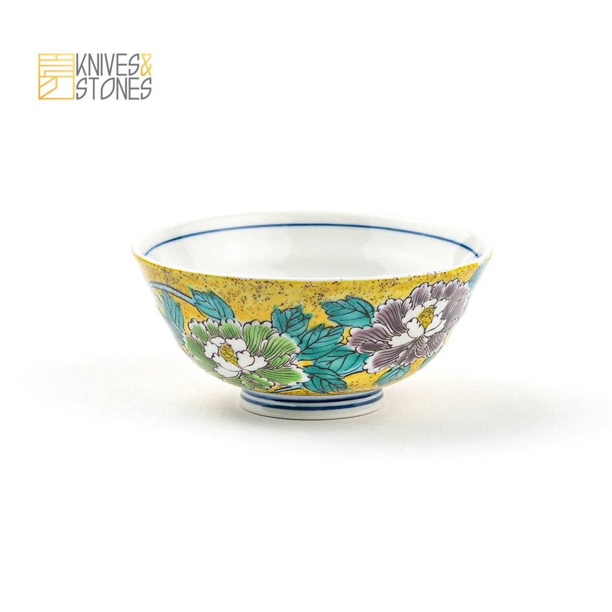 Rice Bowl Set Yoshida Botan (吉田屋牡丹, Peony Flower) Kutani Ware