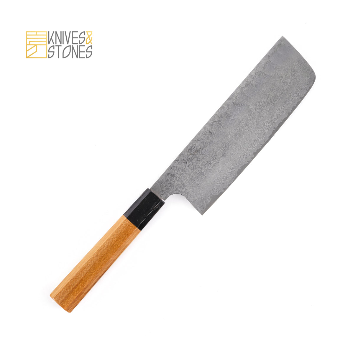 Hatsukokoro Ginsan 大馬士革 Tsuchime Nakiri 170 毫米,柚木手柄,由 Yoshihiro Yauji 設計