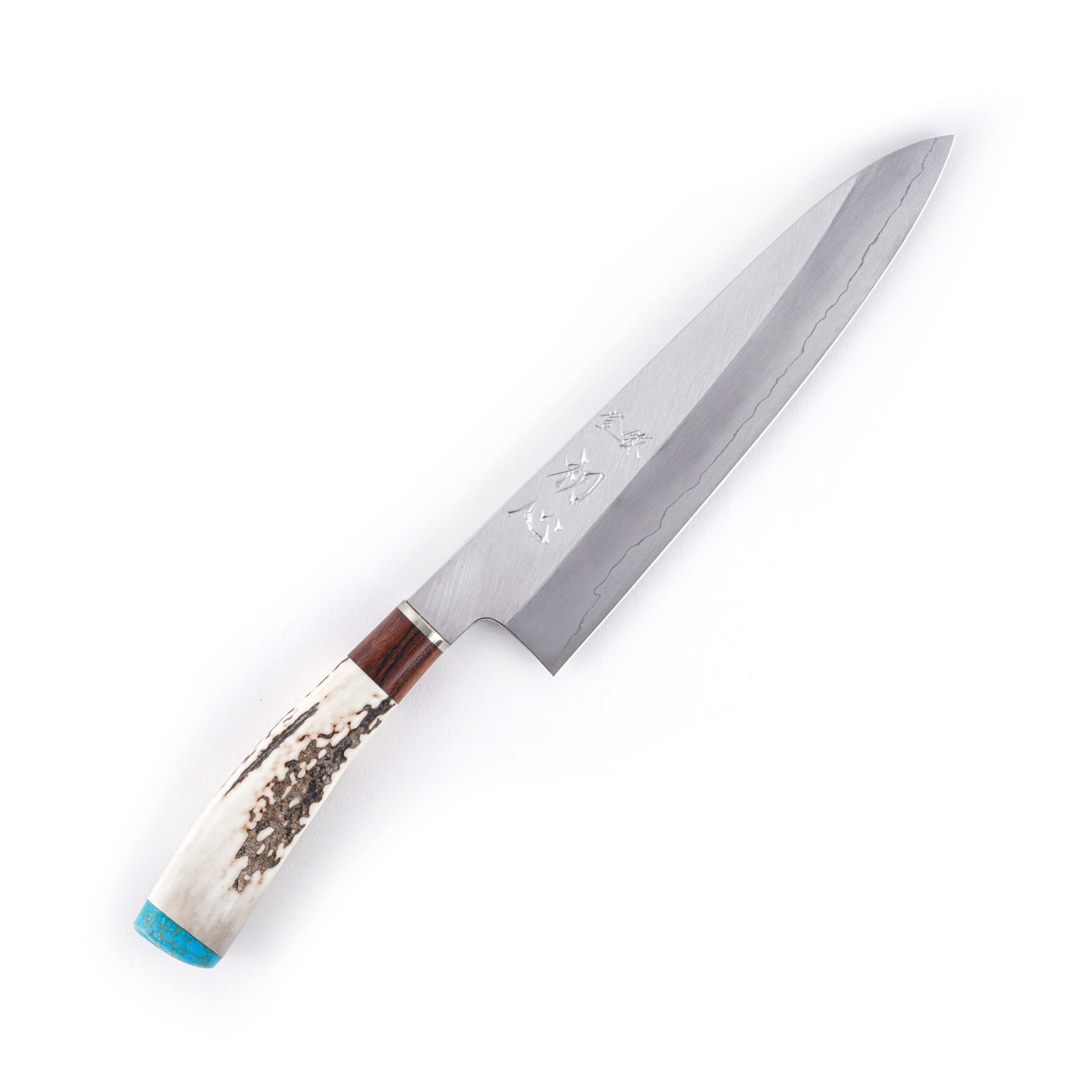 Nakagawa Ginsan 寬斜角牛刀 210 毫米鹿骨手柄特別版